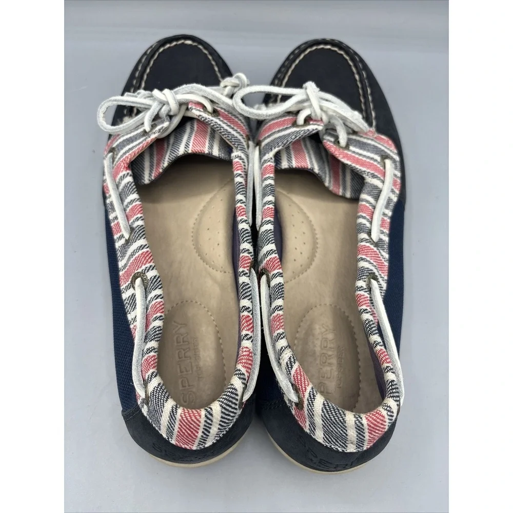 Sperry Top Sider Womens 8.5 Shoes‎ Firefish Navy Stripe Boat Leather Loafers